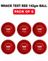 WHACK Test Leather Cricket Ball Bundle - 142gm - Red - Pack of 6x or 12x